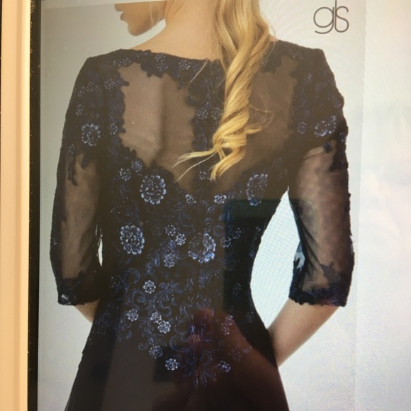 New!!! 3/4 length beaded bodice chiffon dress by Elizabeth K - Picture 5 of 7